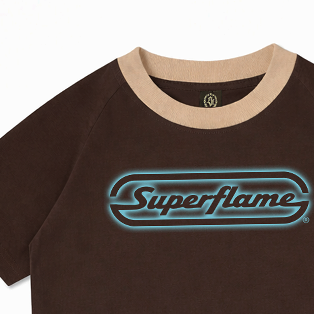 Logo Blue Spray Baby Tee Brown